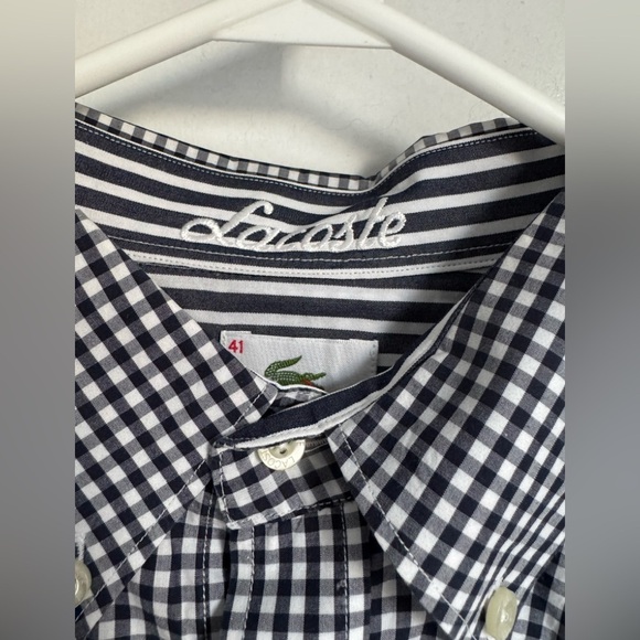 LACOSTE black and white collared long sleeve button up dress shirt (EU 41) - Picture 3 of 4